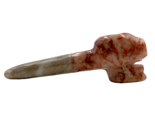 Rose Marble Skull Pipe W/Gray Handle