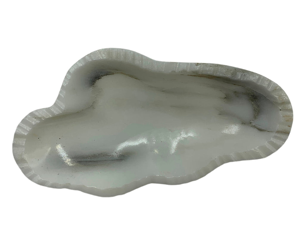 White Marble Calacate Onyx Irregular Snack Bowl  9X12X5 Cm