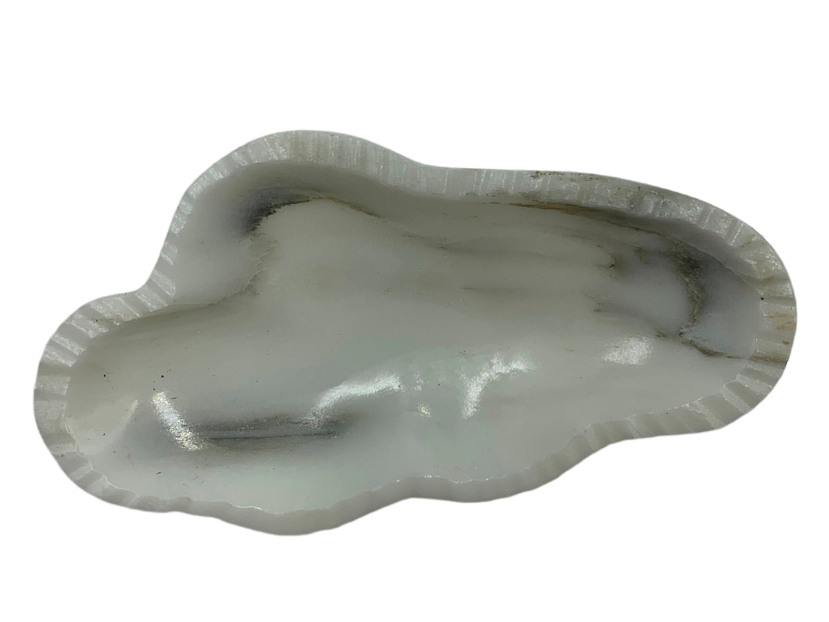 White Marble Calacate Onyx Irregular Snack Bowl  9X12X5 Cm