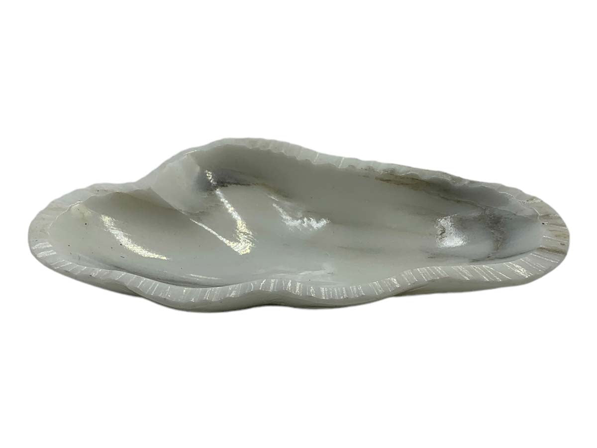 White Marble Calacate Onyx Irregular Snack Bowl  9X12X5 Cm