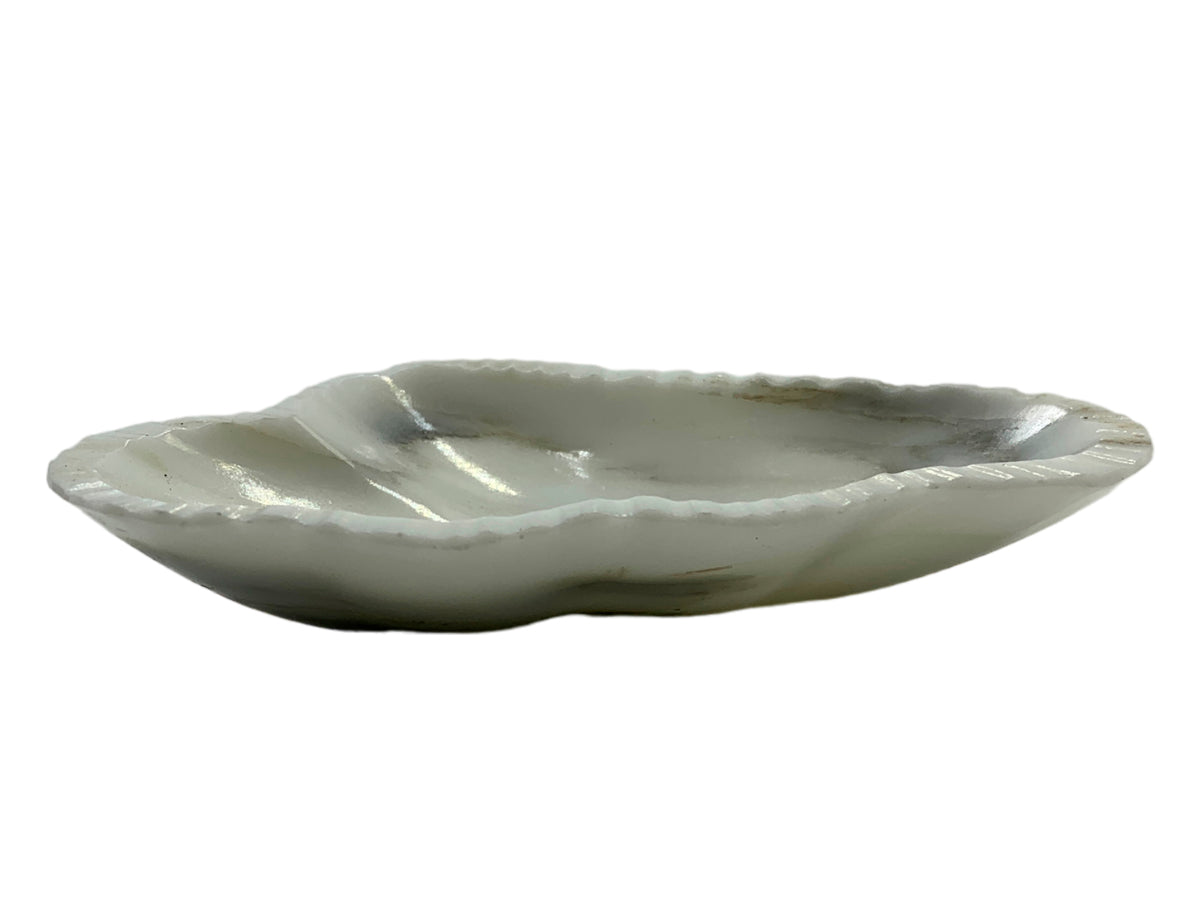 White Marble Calacate Onyx Irregular Snack Bowl  9X12X5 Cm