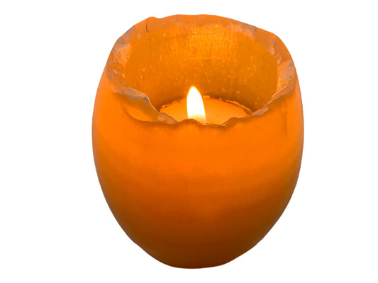 Orange Calcite Oval Candle Holder