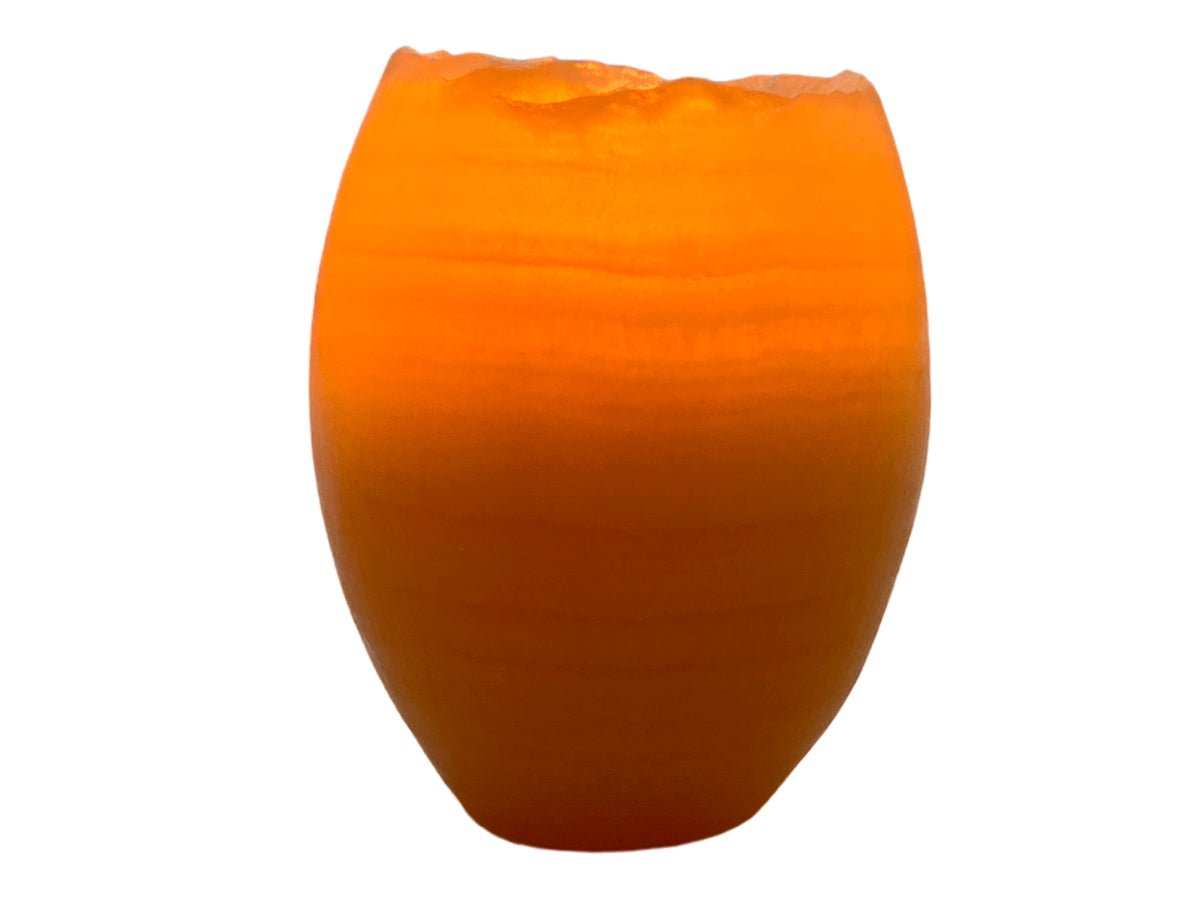 Orange Calcite Oval Candle Holder