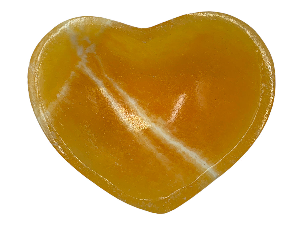 Orange Calcite Heart Snack Bowl  10X9X2 Cm