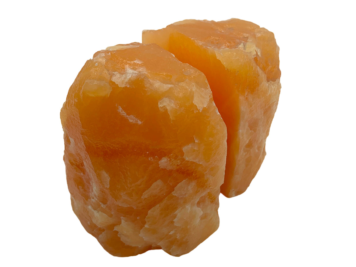 Orange Calcite Bookend Pair  ~15X17 Cm