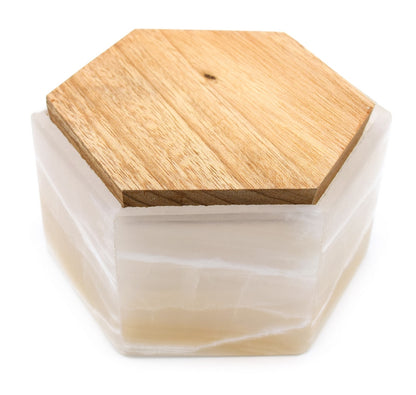 White onyx jewelry box 8 cm tall