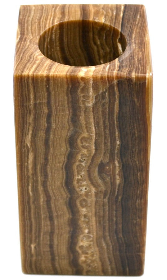 Brown onyx candle holder 12 cm tall