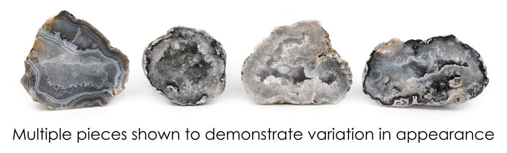 White cracked half quartz geode