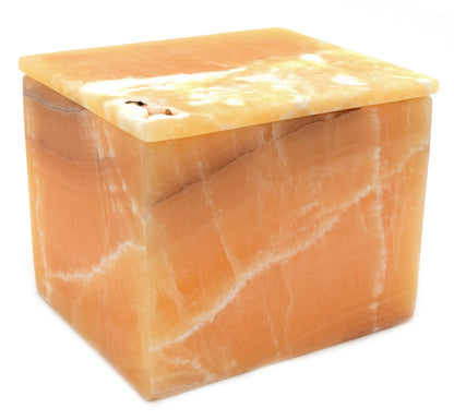 Orange onyx jewelry box 10 cm tall