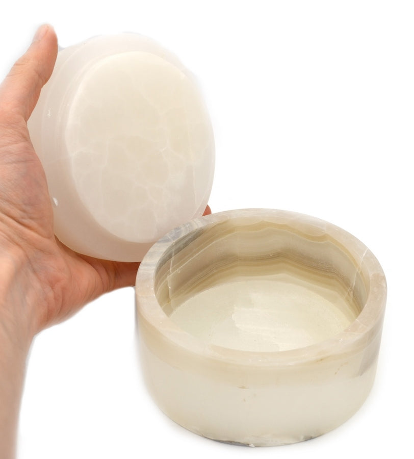 Gray onyx jewelry box 7.5 cm tall